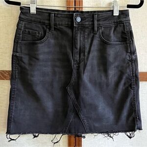 Old Navy Black Denim Mini Skirt Distressed Hem - Size 4